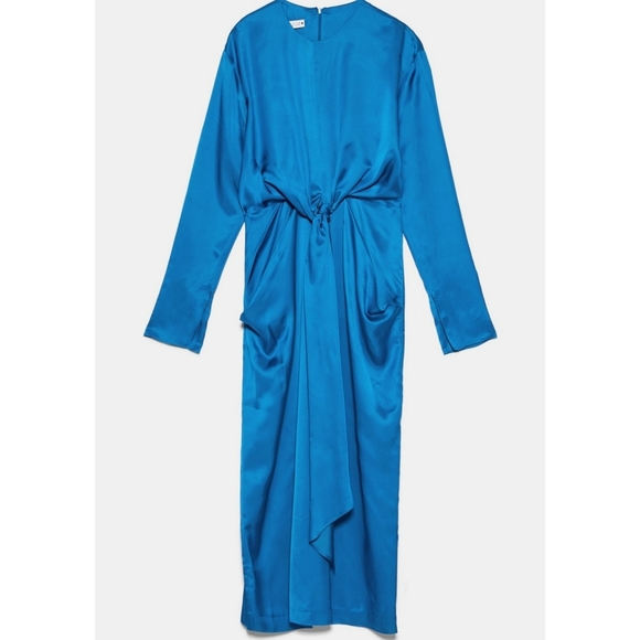 ZARA| Limited Édition Satin Dress With Bow Detail - Picture 4 of 17